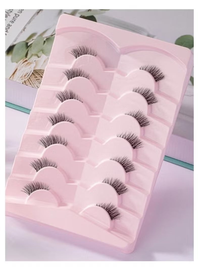 GlamKit Half Lashes With Clear Band Cat-Eye Eyelashes Fluffy Wispy False Eyelashes Natural Look Handmade Soft Diy Cluster Lashes Pack 7 Pairs - Image 4